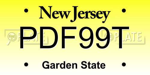 PDF99T New Jersey License Plate