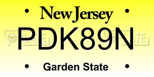 PDK89N New Jersey License Plate