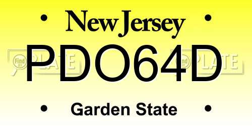 PDO64D New Jersey License Plate
