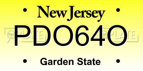 PDO64O New Jersey License Plate