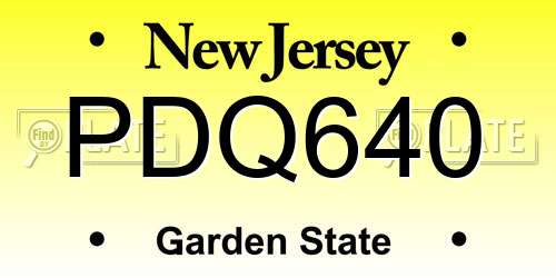 PDQ640 New Jersey License Plate