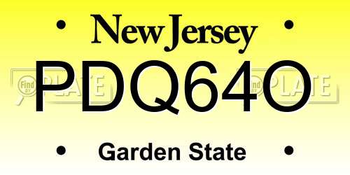 PDQ64O New Jersey License Plate