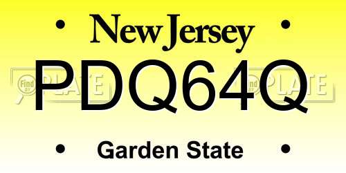 PDQ64Q New Jersey License Plate