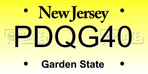 PDQG40 New Jersey License Plate