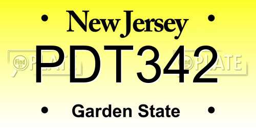 PDT342 New Jersey License Plate