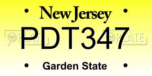 PDT347 New Jersey License Plate