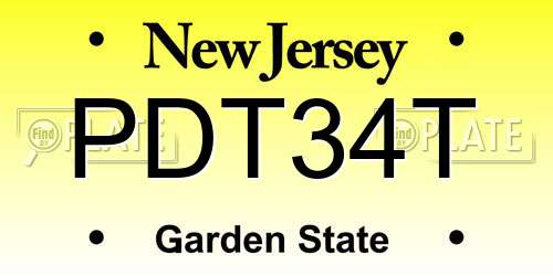 PDT34T New Jersey License Plate