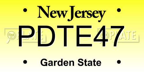 PDTE47 New Jersey License Plate