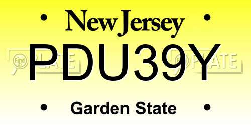 PDU39Y New Jersey License Plate