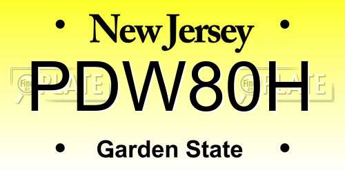 PDW80H New Jersey License Plate