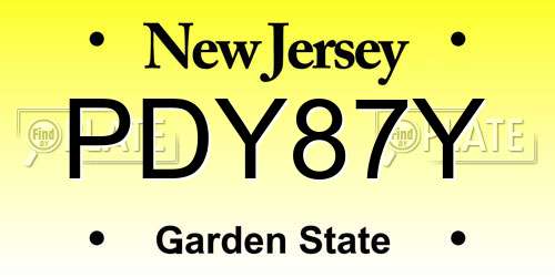 PDY87Y New Jersey License Plate