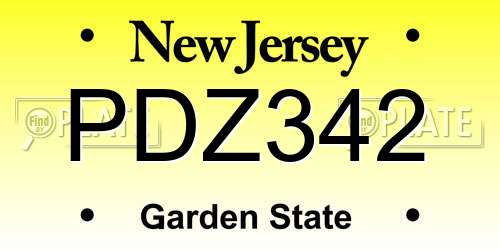 PDZ342 New Jersey License Plate