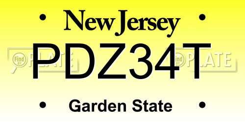 PDZ34T New Jersey License Plate