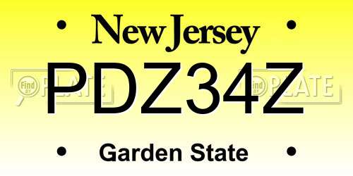 PDZ34Z New Jersey License Plate