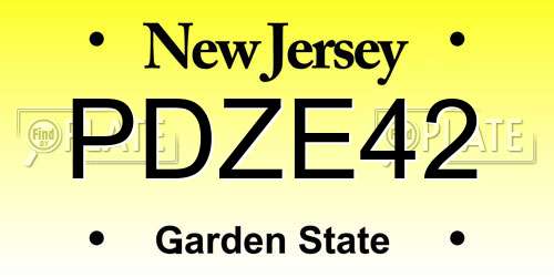 PDZE42 New Jersey License Plate