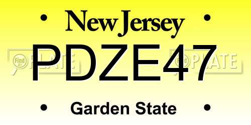 PDZE47 New Jersey License Plate