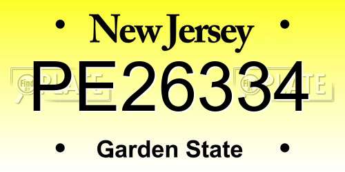 PE26334 New Jersey License Plate