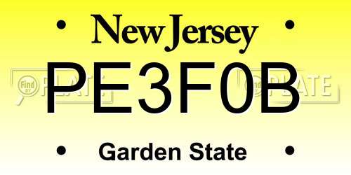 PE3F0B New Jersey License Plate