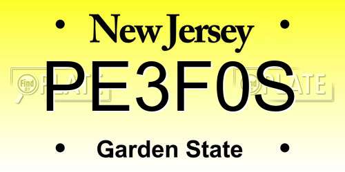PE3F0S New Jersey License Plate