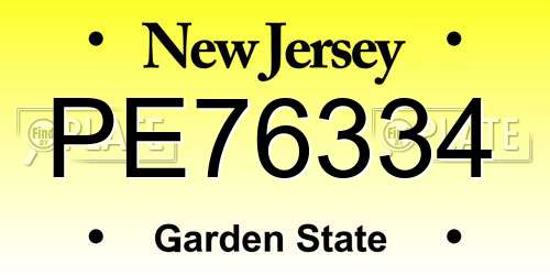 PE76334 New Jersey License Plate