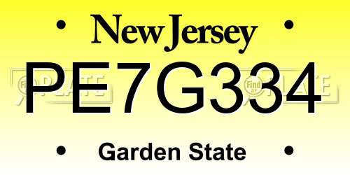 PE7G334 New Jersey License Plate
