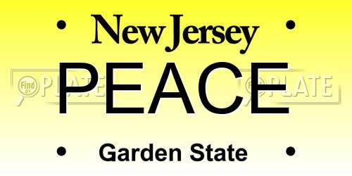 PEACE New Jersey License Plate