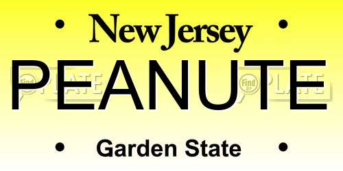 PEANUTE New Jersey License Plate