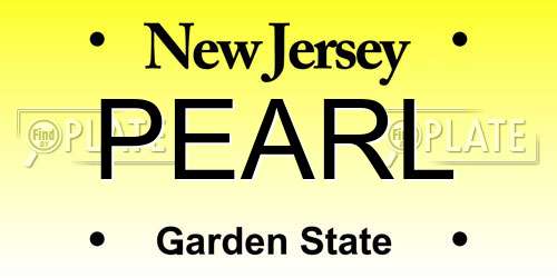 PEARL New Jersey License Plate