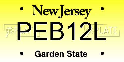 PEB12L New Jersey License Plate