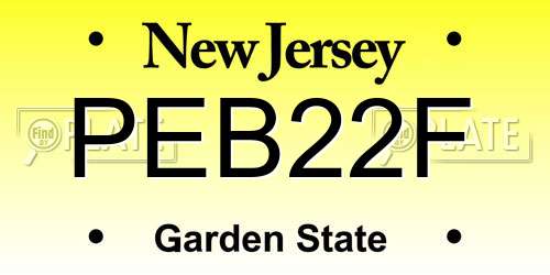 PEB22F New Jersey License Plate