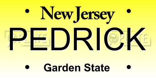 PEDRICK New Jersey License Plate