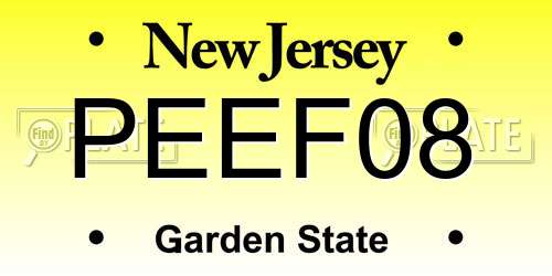 PEEF08 New Jersey License Plate