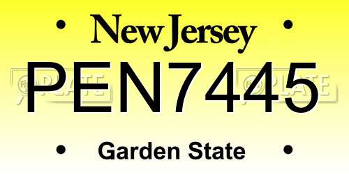 PEN7445 New Jersey License Plate