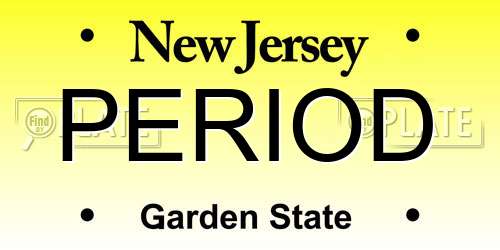 PERIOD New Jersey License Plate