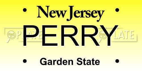 PERRY New Jersey License Plate