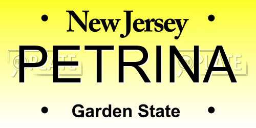 PETRINA New Jersey License Plate