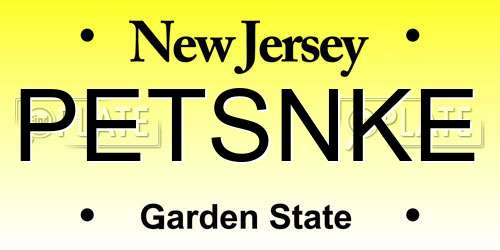 PETSNKE New Jersey License Plate