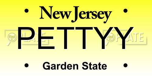 PETTYY New Jersey License Plate