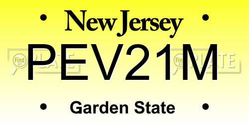 PEV21M New Jersey License Plate