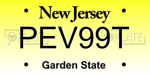 PEV99T New Jersey License Plate