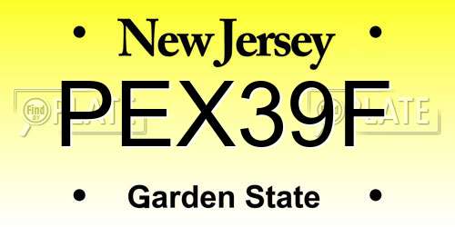 PEX39F New Jersey License Plate