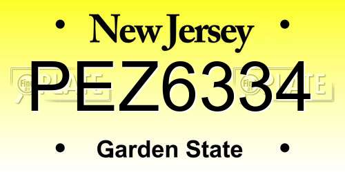 PEZ6334 New Jersey License Plate