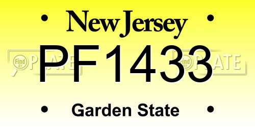 PF1433 New Jersey License Plate