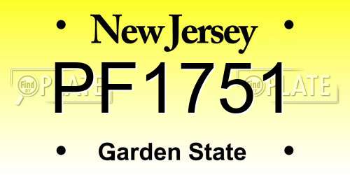 PF1751 New Jersey License Plate
