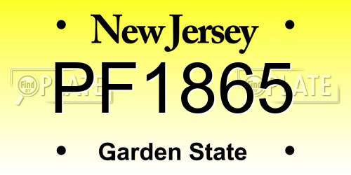 PF1865 New Jersey License Plate