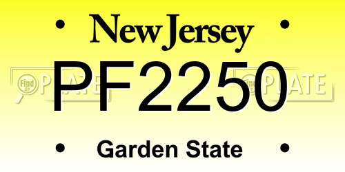 PF2250 New Jersey License Plate