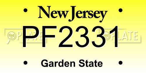 PF2331 New Jersey License Plate