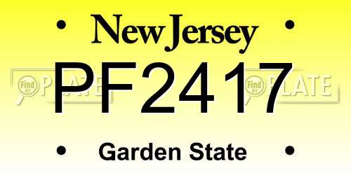 PF2417 New Jersey License Plate
