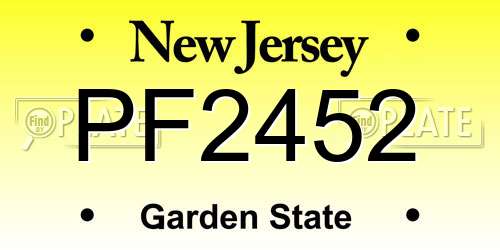 PF2452 New Jersey License Plate
