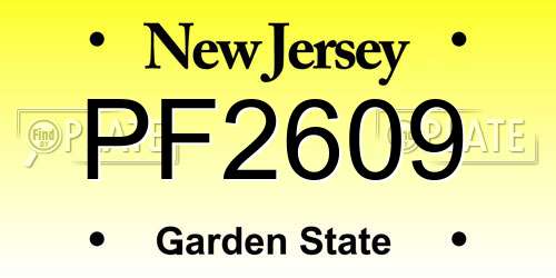 PF2609 New Jersey License Plate